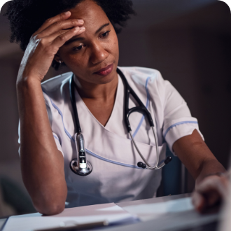 Many health care workers are experiencing pandemic-related symptoms of post-traumatic stress disorder (PTSD).<sup>43</sup>